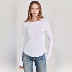 free people M Easy Does It White Crewneck Waffle Knit Long Sleeve Thermal